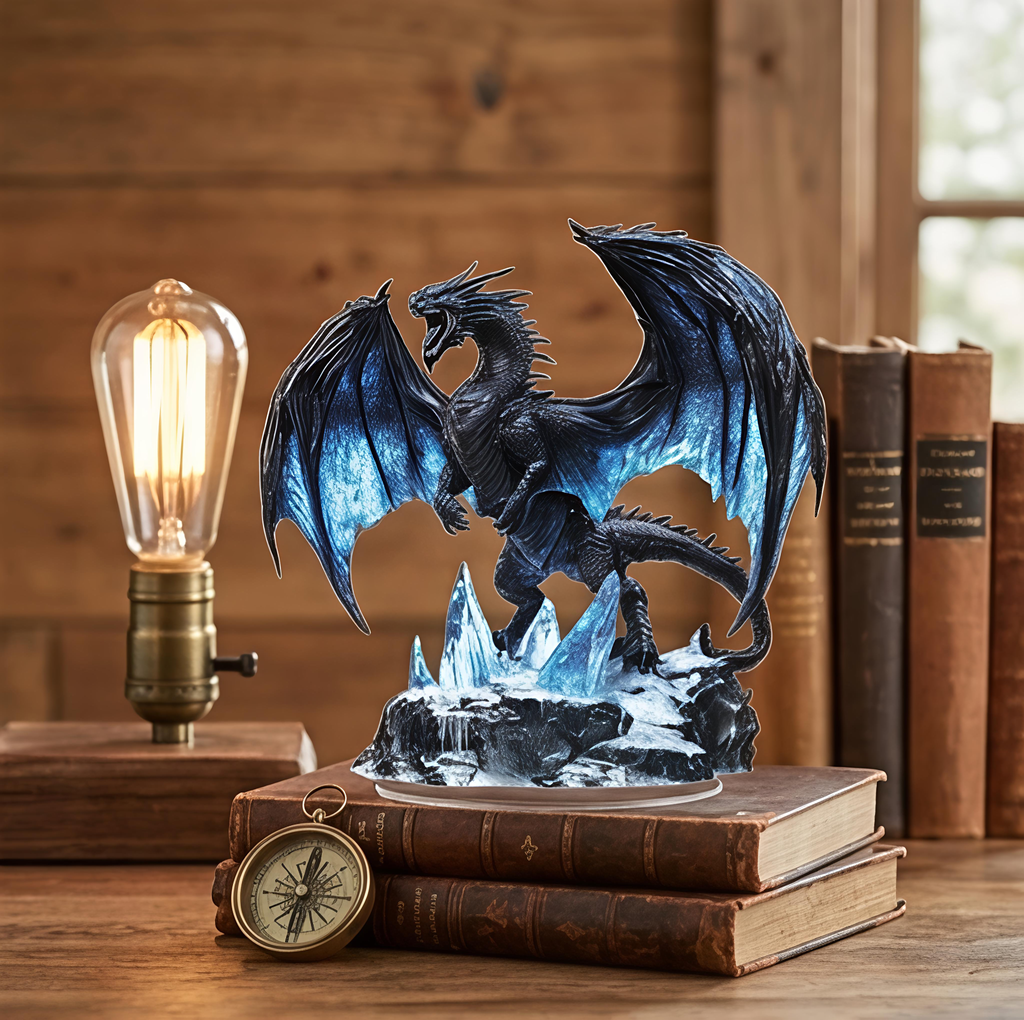 Dragon Lightning Acrylic Plaque Desk Decor Gift